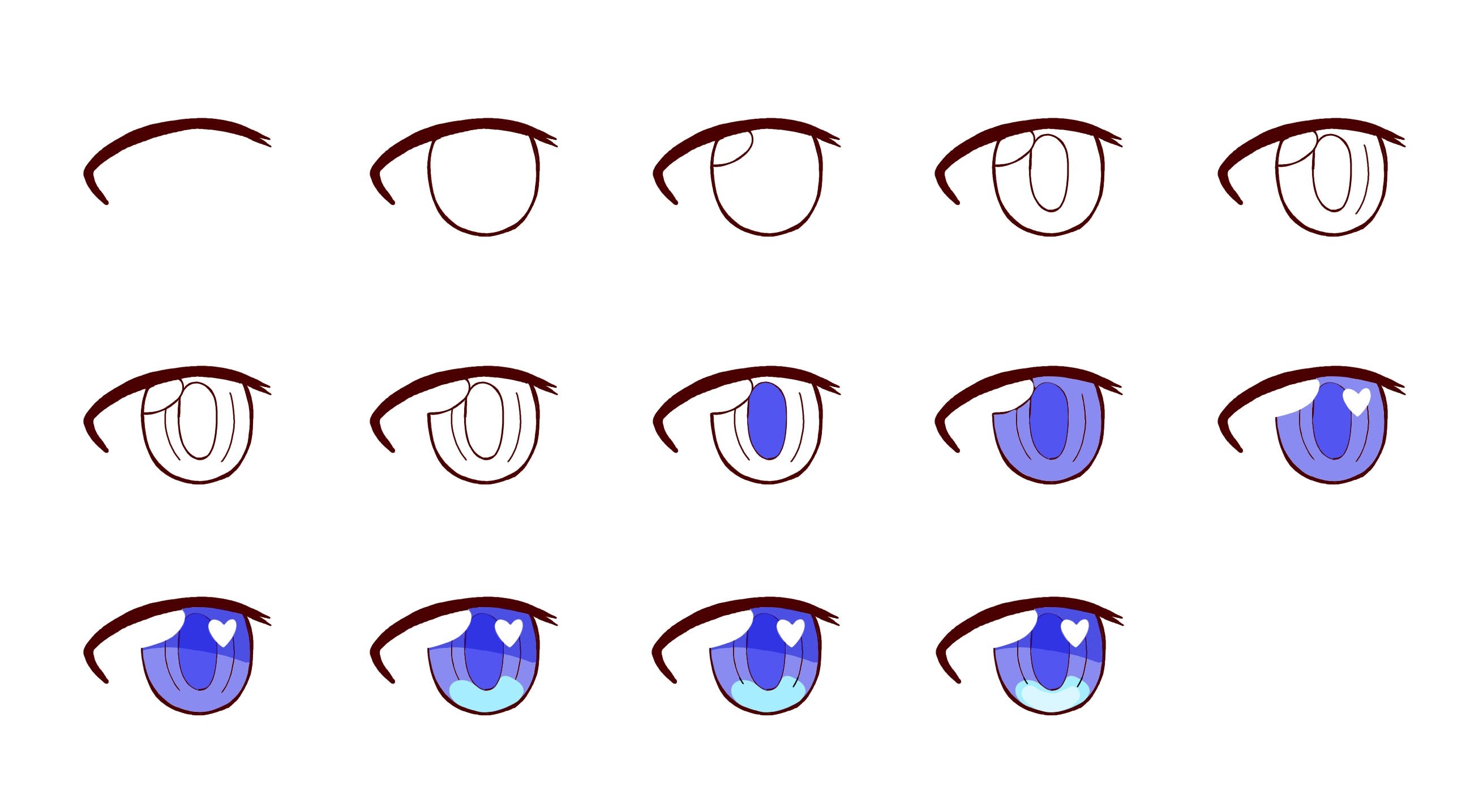 Как нарисовать аниме глаза поэтапно