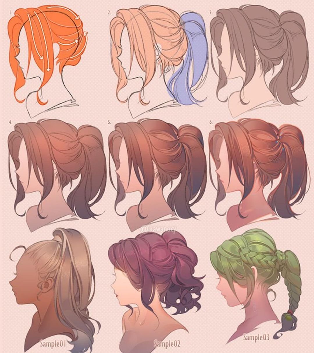 Цвета волос и прически персонажей