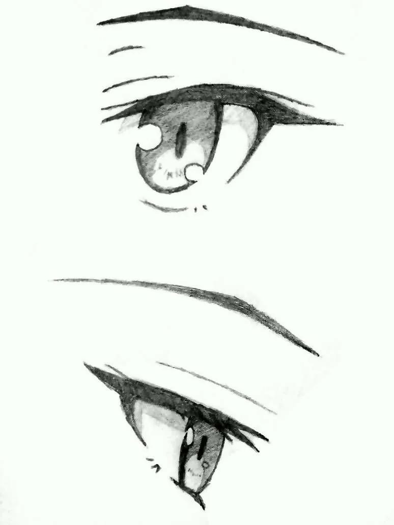 Глаза аниме карандашом сбоку