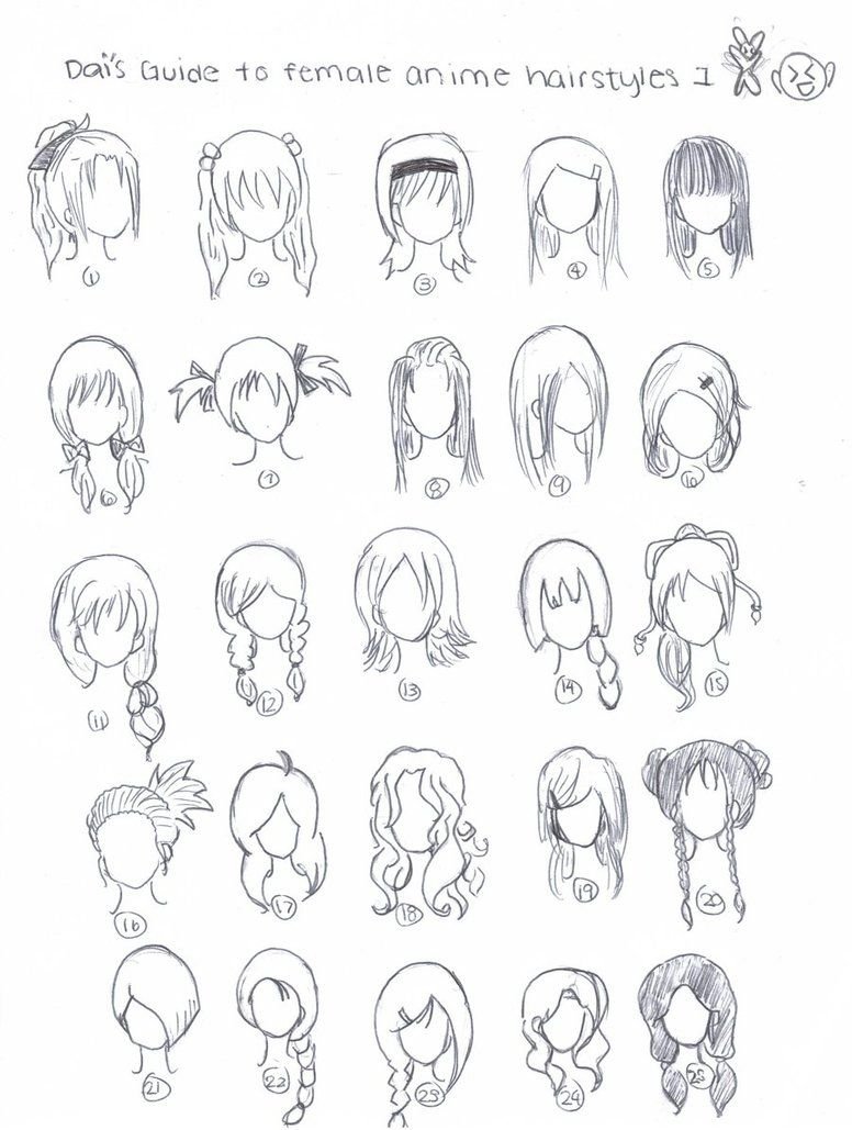 Разные причёски нарисовать