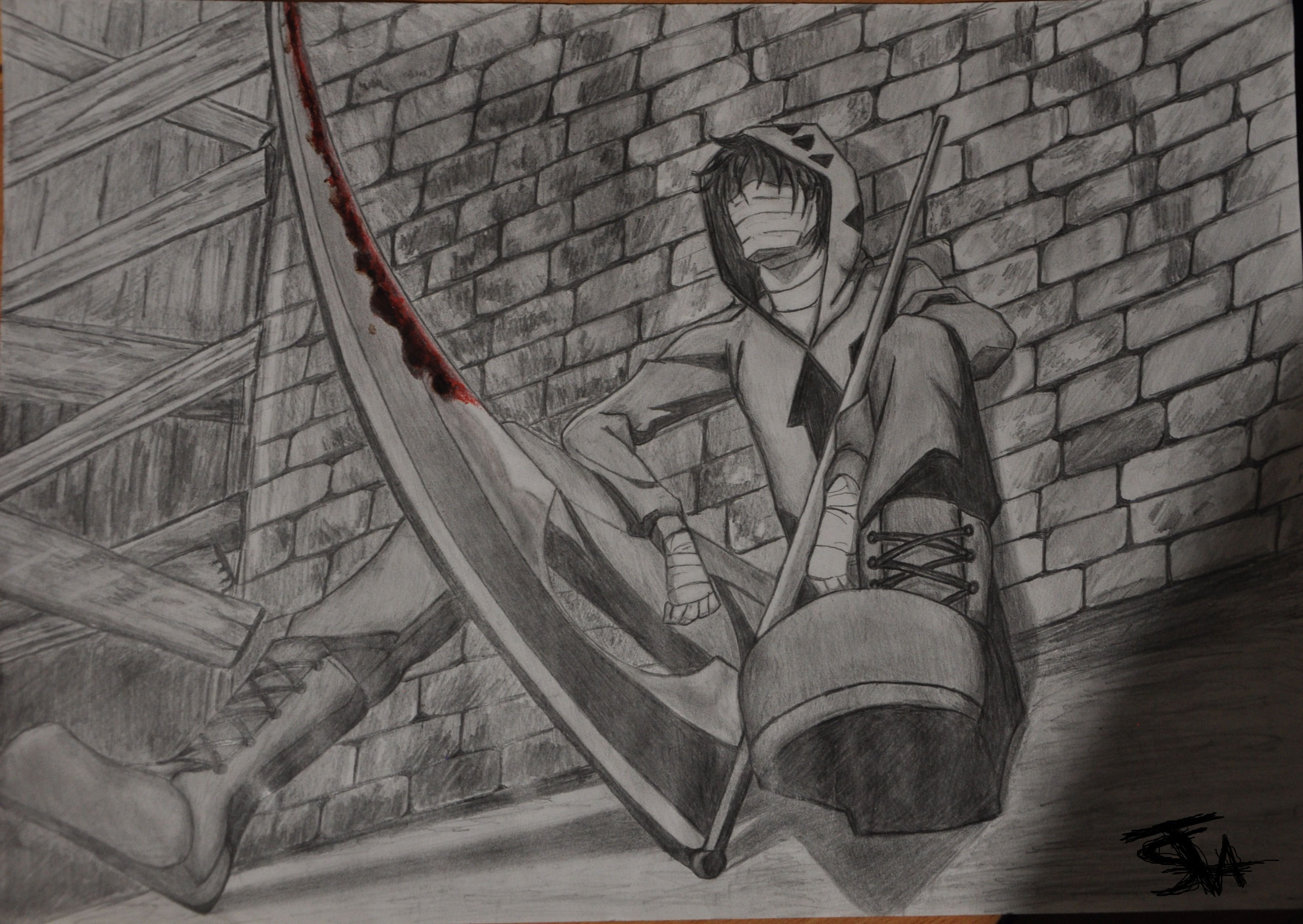 Рисовать Зака из аниме ангел кровопролития