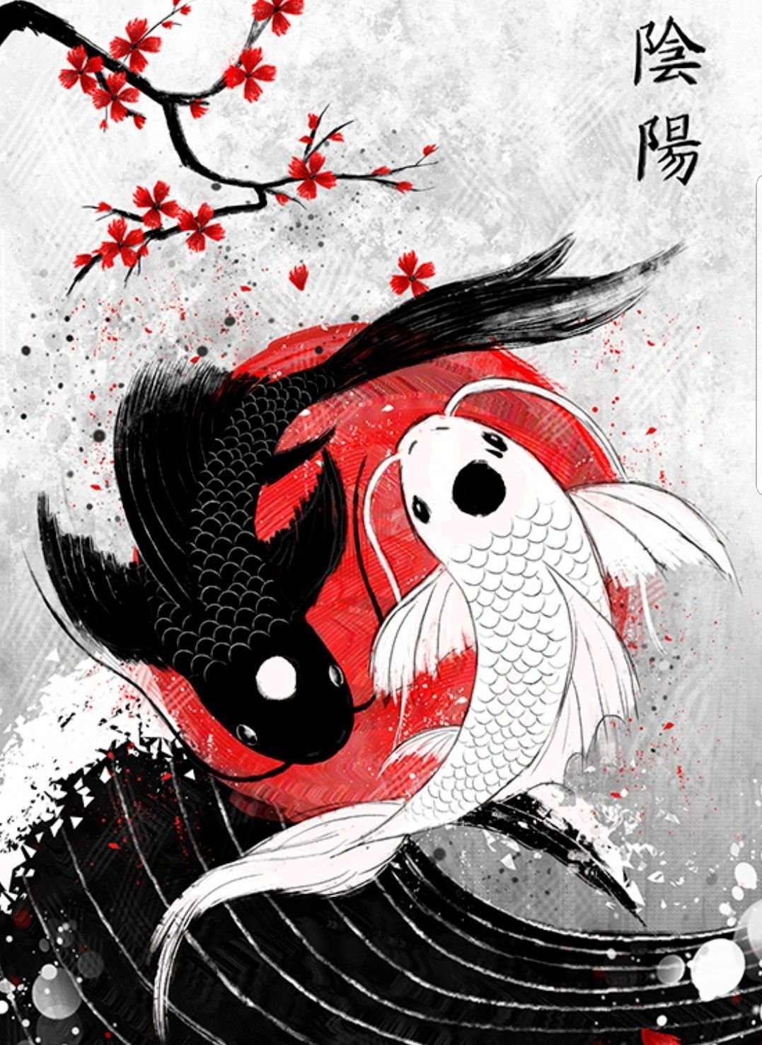 Рыбы Инь Янь картина японская