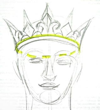 Корона карандашом на голове