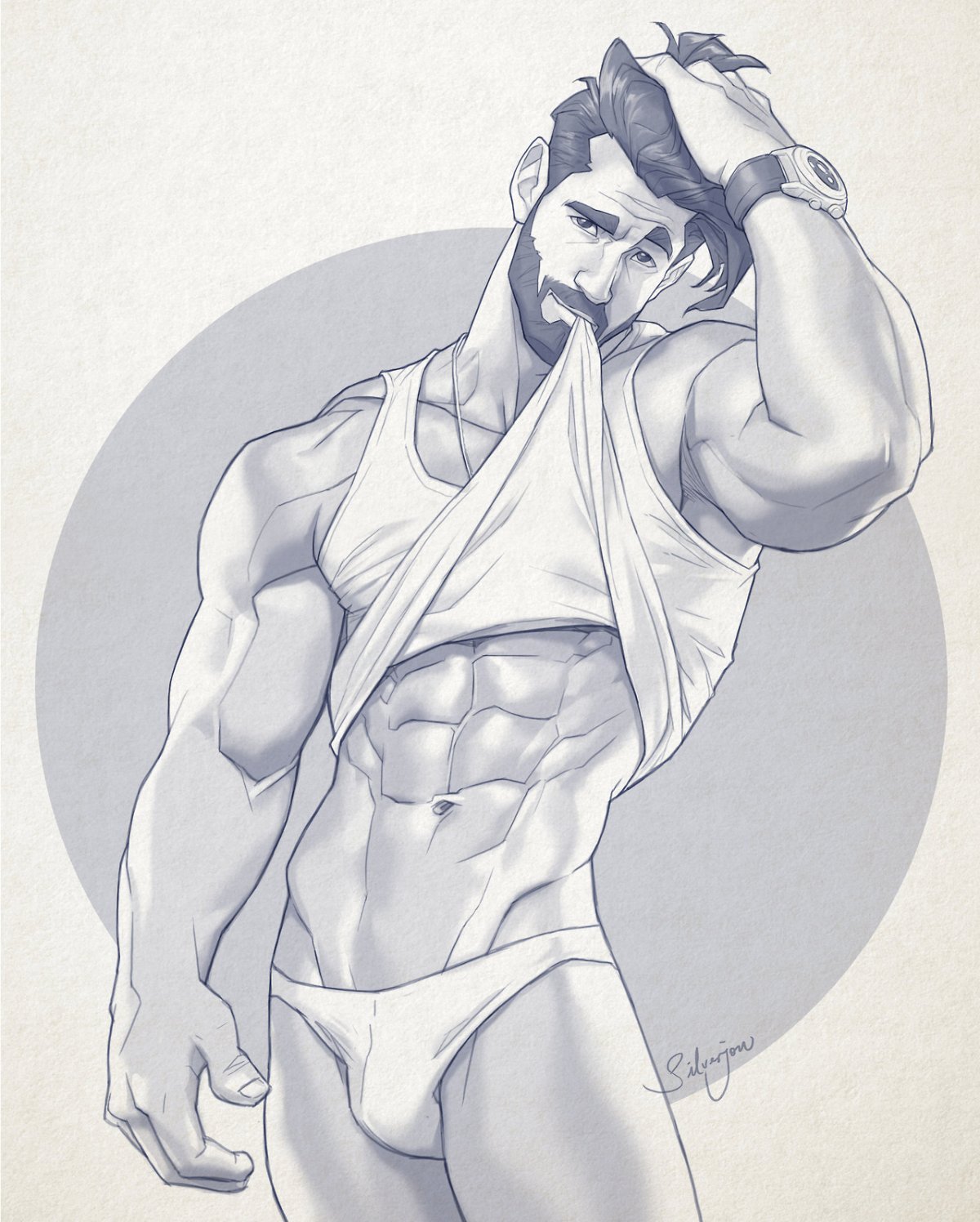 Нарисованный мускулистый мужчина