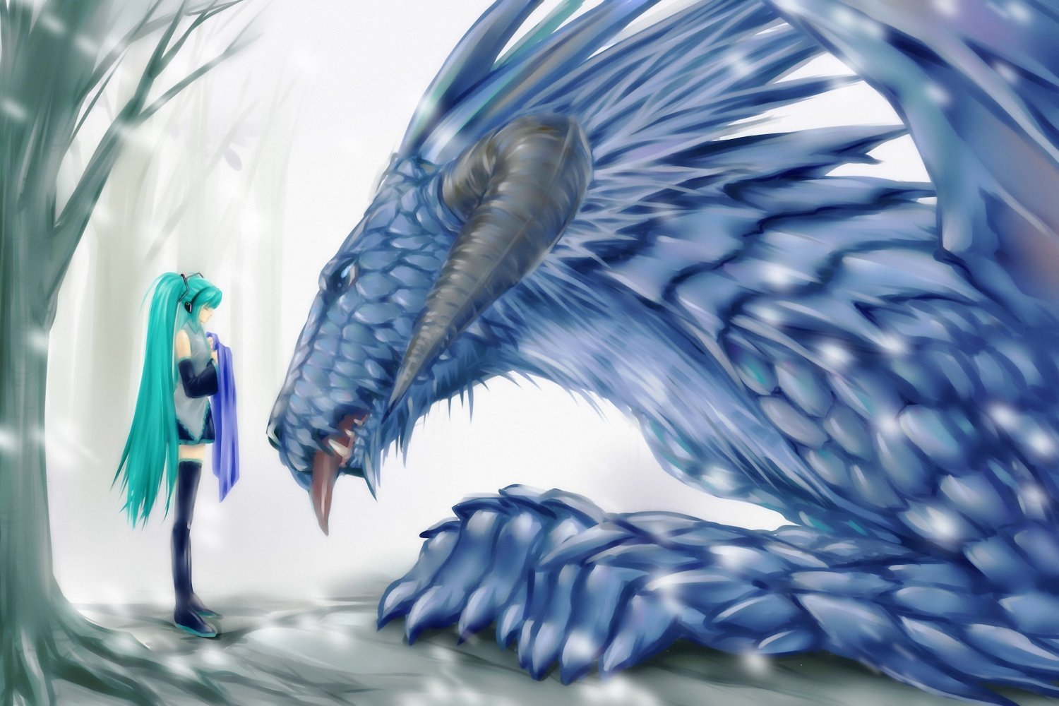 Девушка и синий дракон