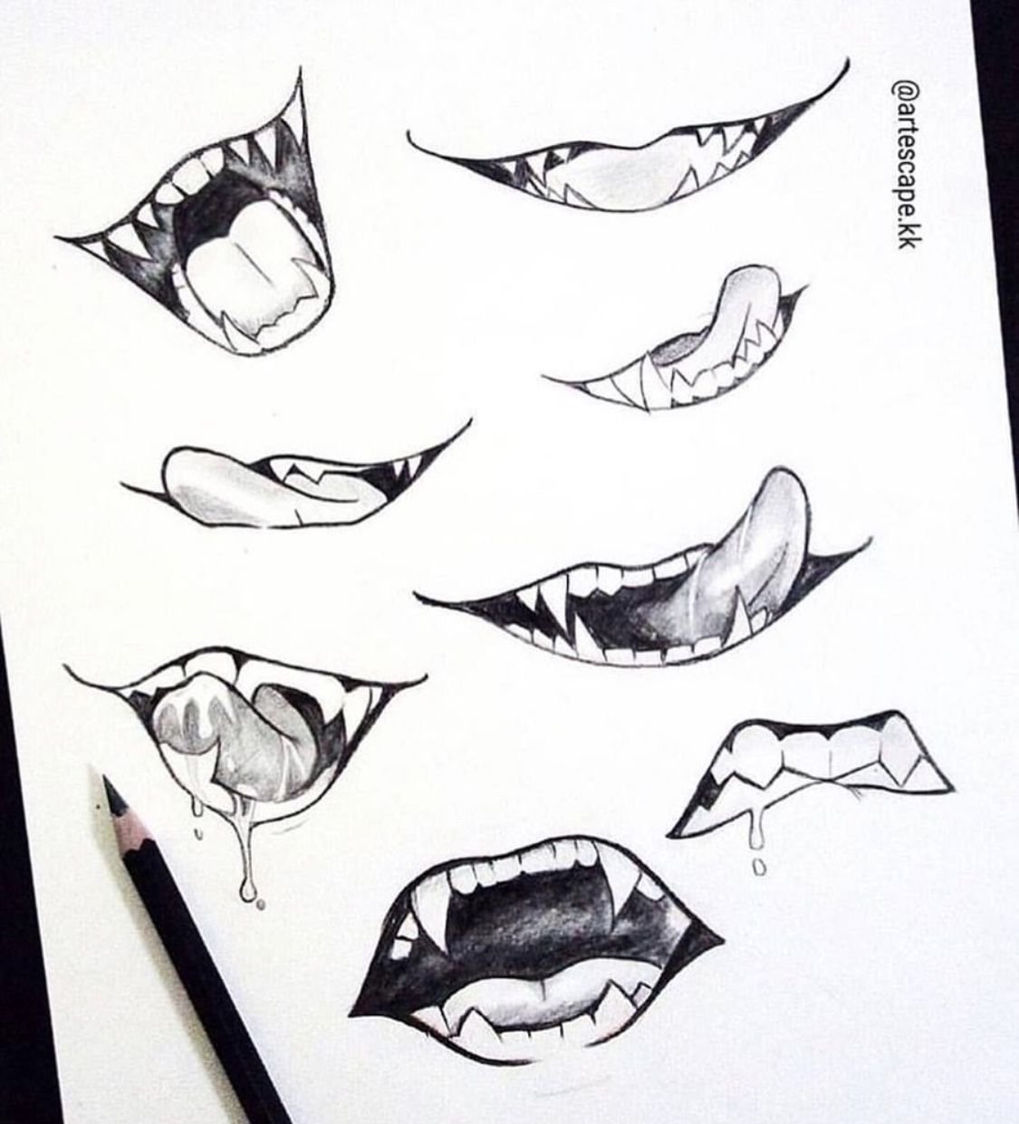 Эскиз рот с языком