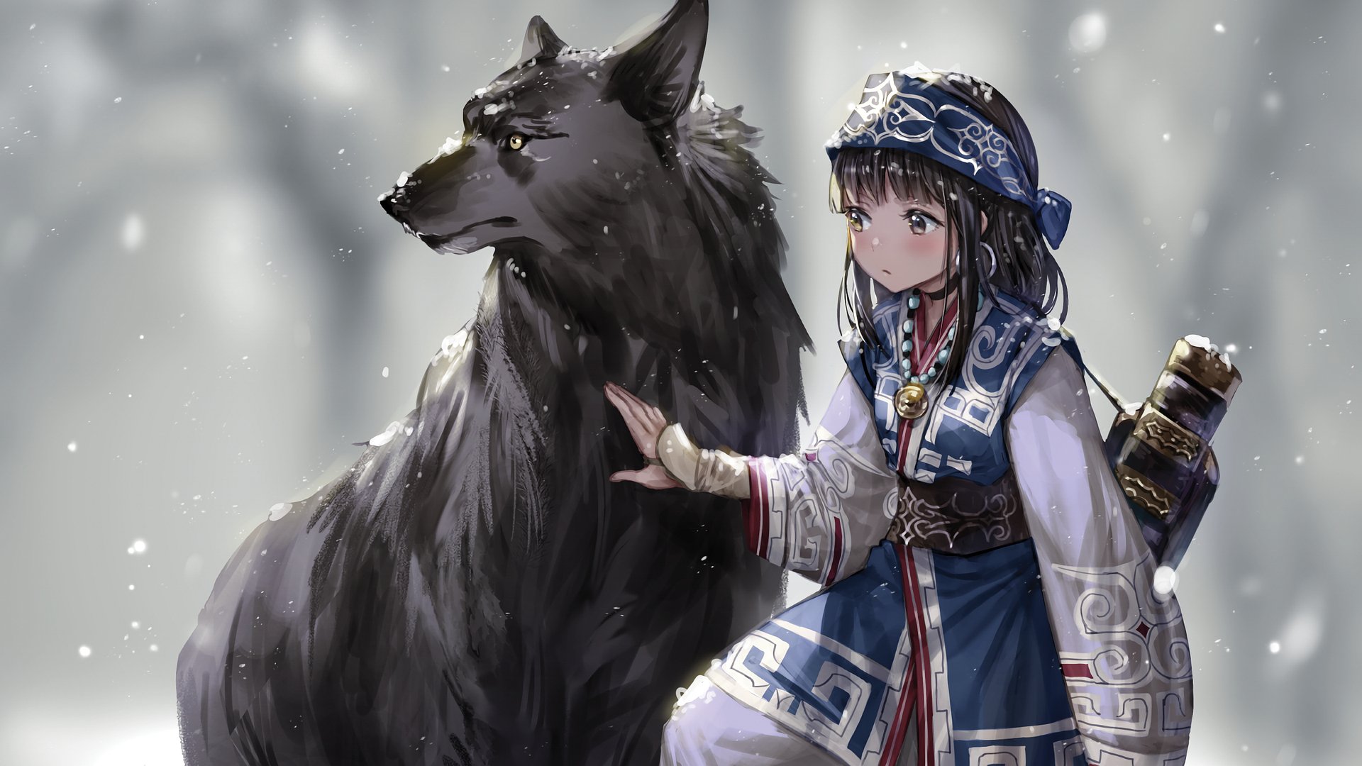 Арты девушка с волком