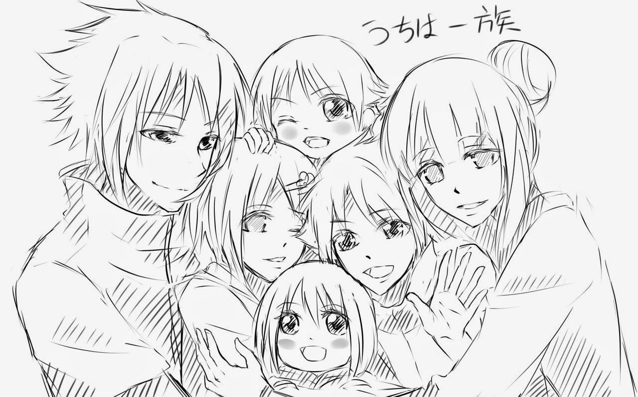 Рисунок семьи в стиле аниме