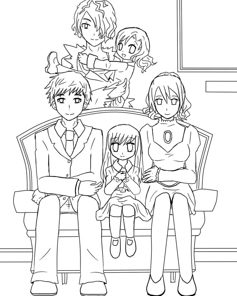 Раскраски аниме семья
