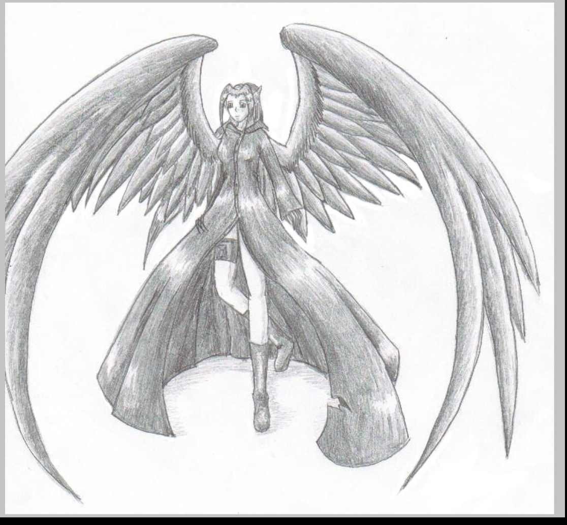 Крылья демона карандашом