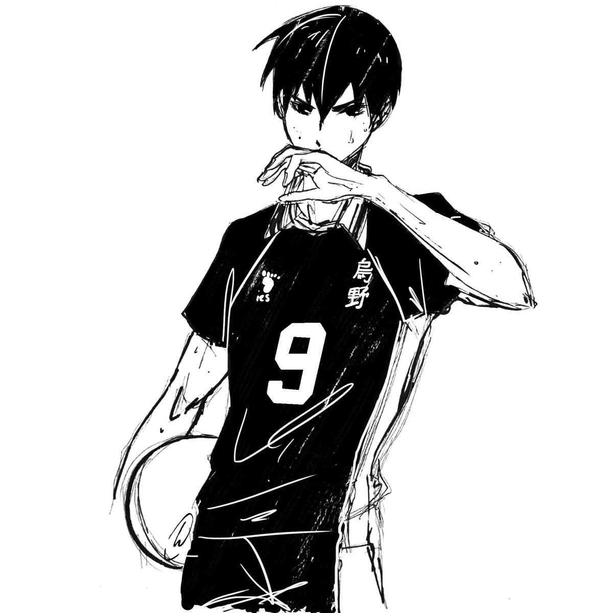 Чёрно белый аниме волейбол Тобио Кагеяма