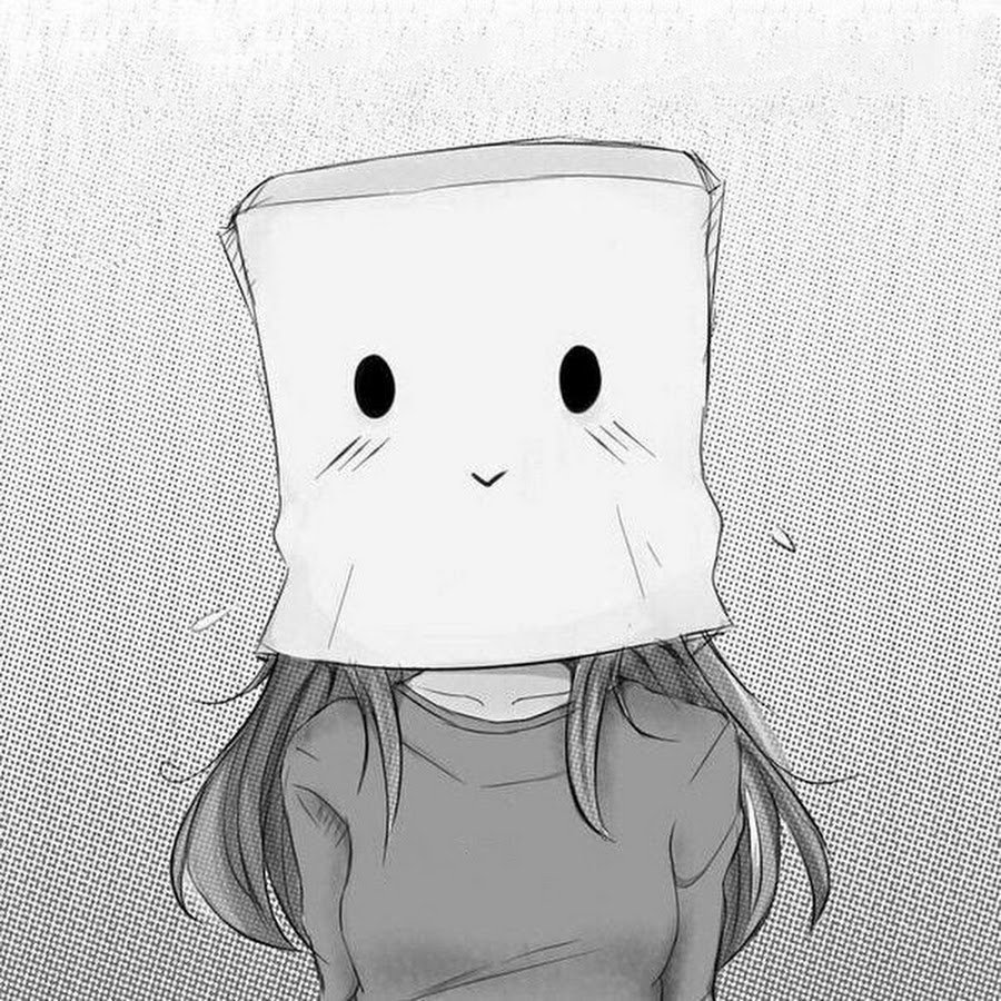 Девушка с пакетом на голове аниме