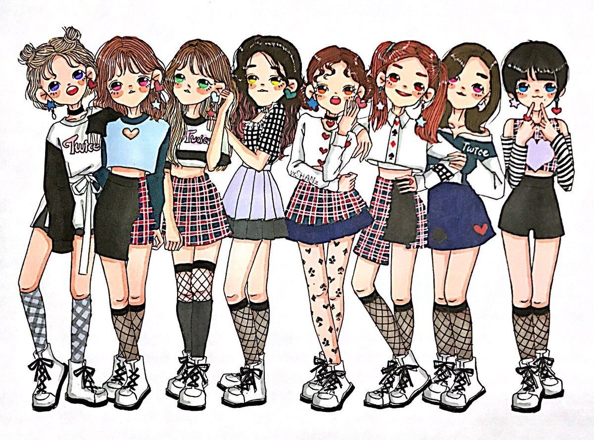 Группа девочек в стиле аниме