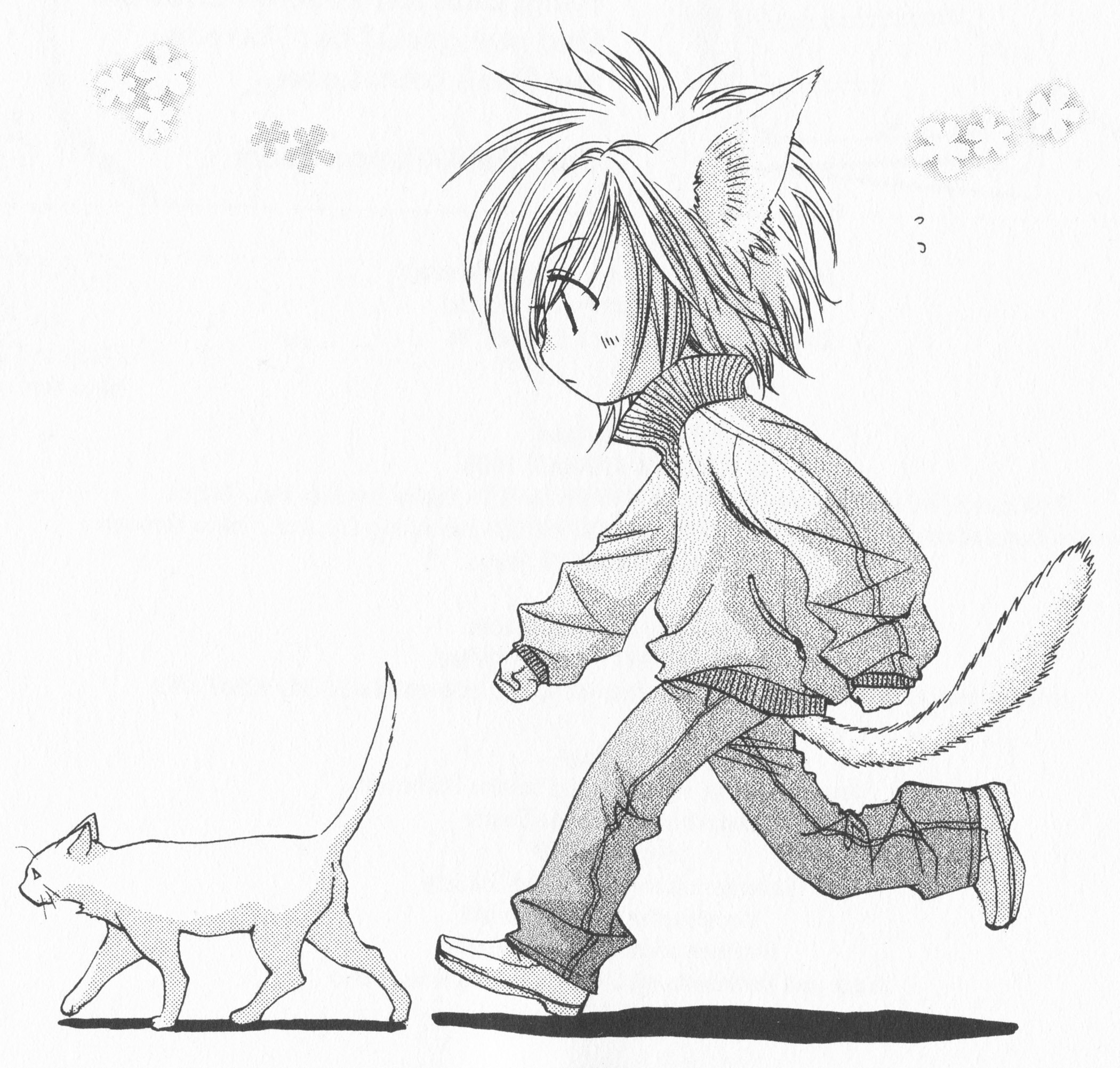 Рисунки аниме мальчика котика