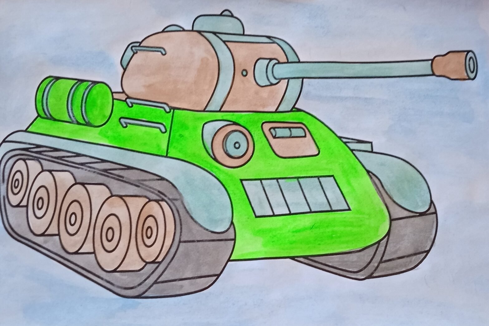 Рисунок танка для детей красками