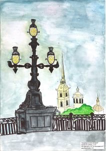 Петербург в свете фонарей рисунки