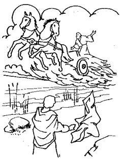 Огненная колесница Илии раскраска для детей