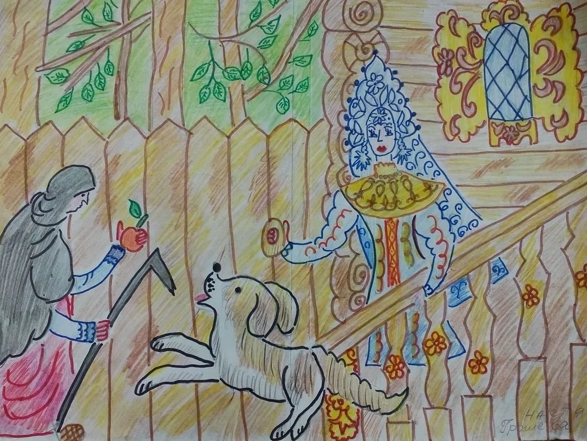 Детские иллюстрации к сказке о мертвой царевне и 7 богатырях