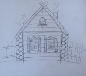 Рисунок русской избы детский рисунок (53 фото)
