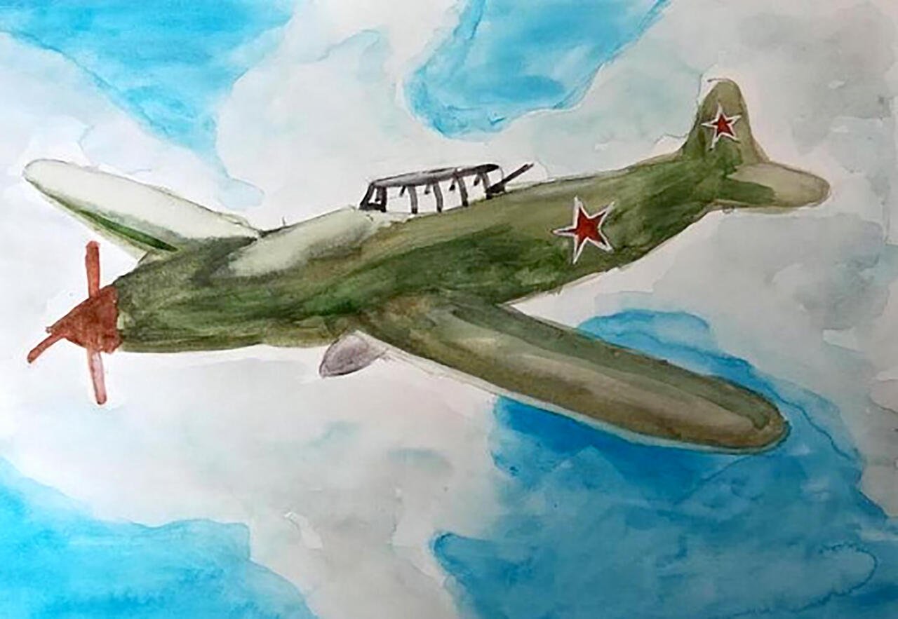 Детские рисунки на тему военные самолеты