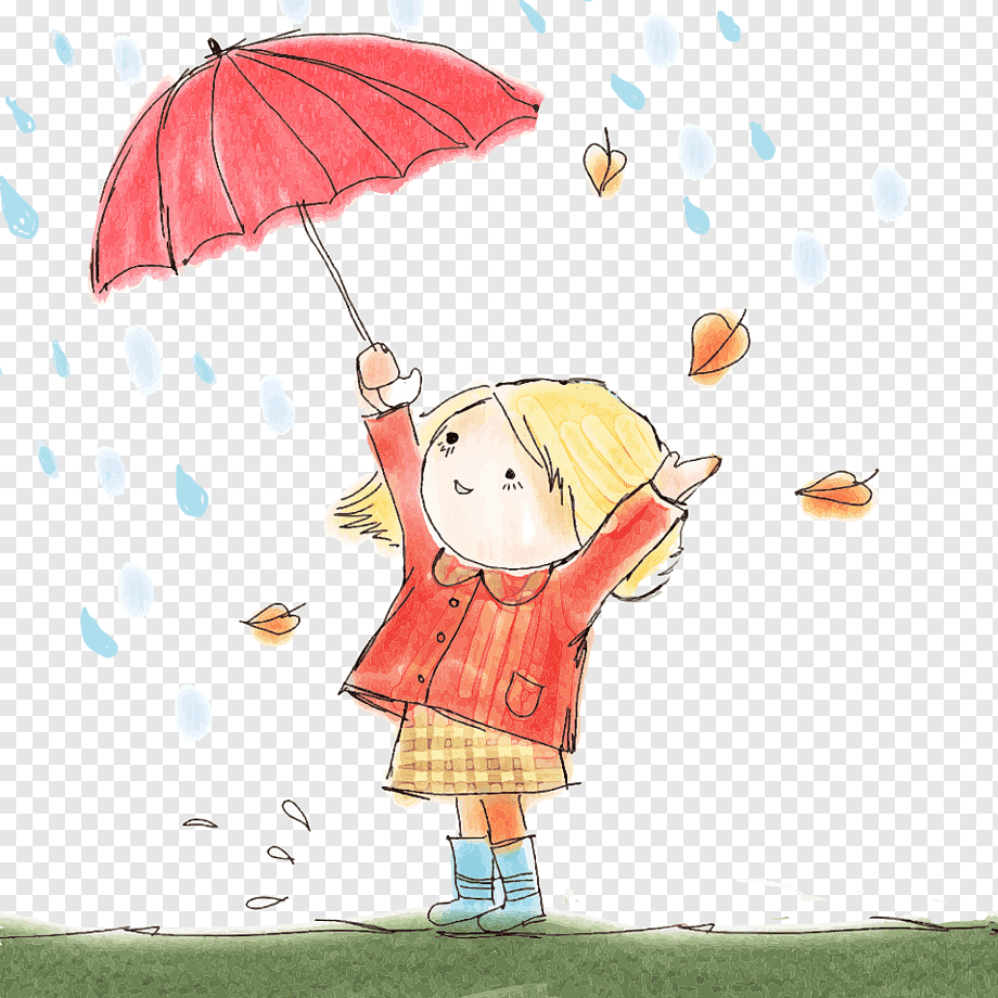 Девочка с зонтом под дождиком