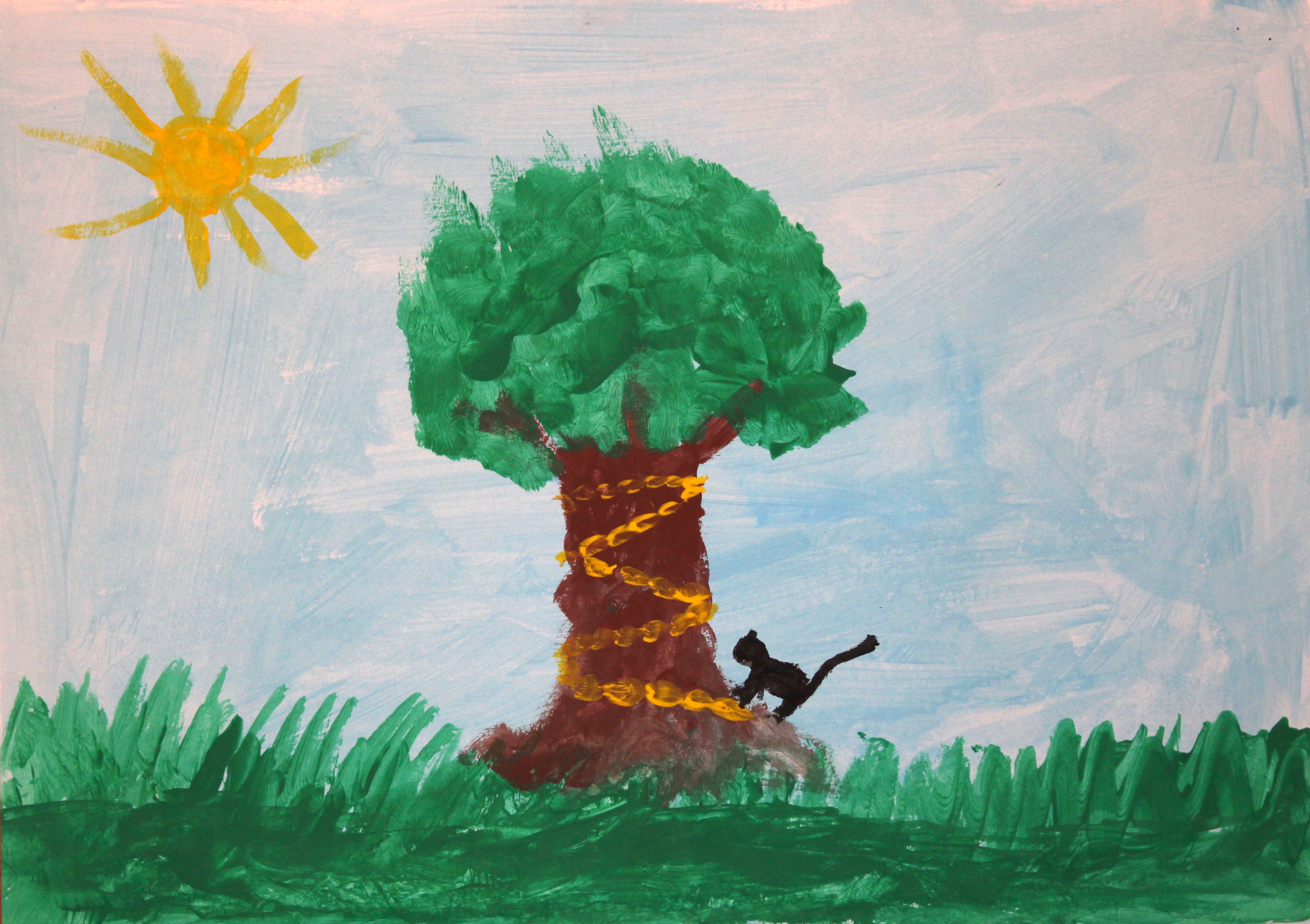 Рисунок на тему у Лукоморья дуб зеленый