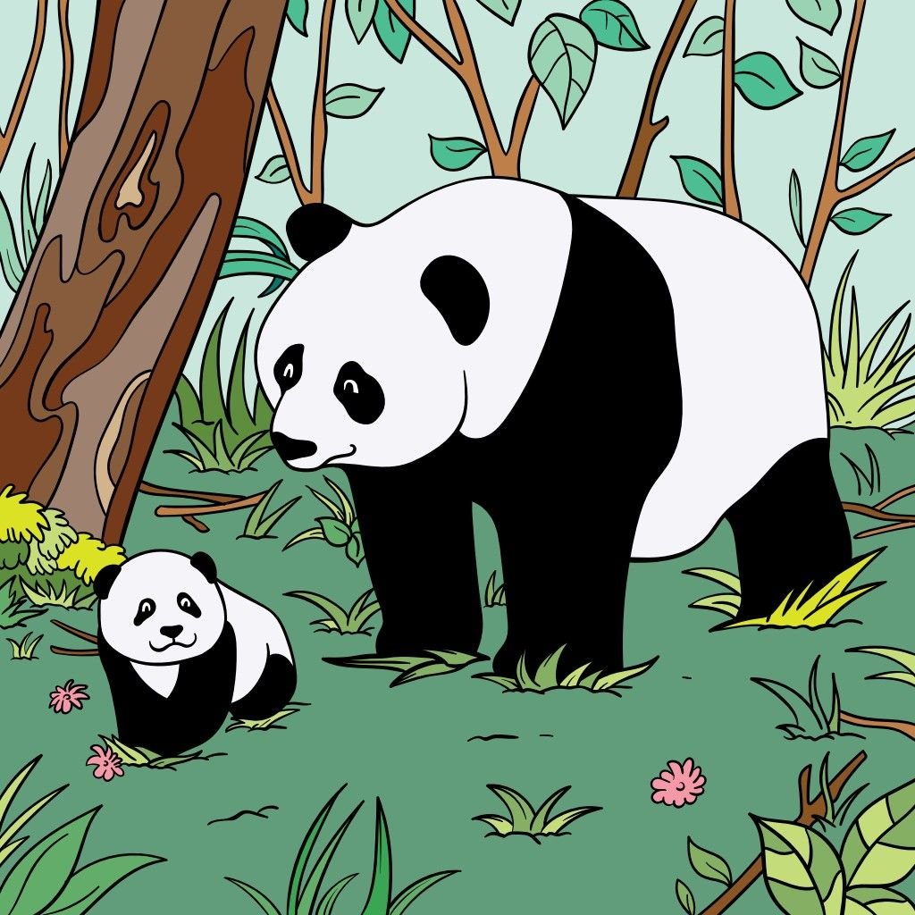 Большая Панда рисунок для детей