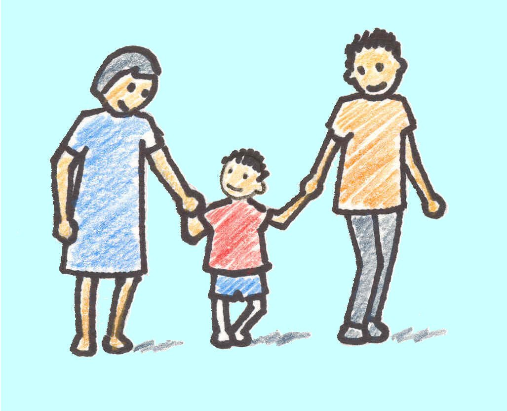 Мальчик с родителями рисунок