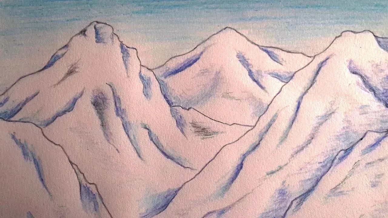 Главная мысль легкие горы. Картина Лермонтова Эльбрус. Горные вершины Лермонтов. Рисунок гор. Горный пейзаж карандашом цветными.