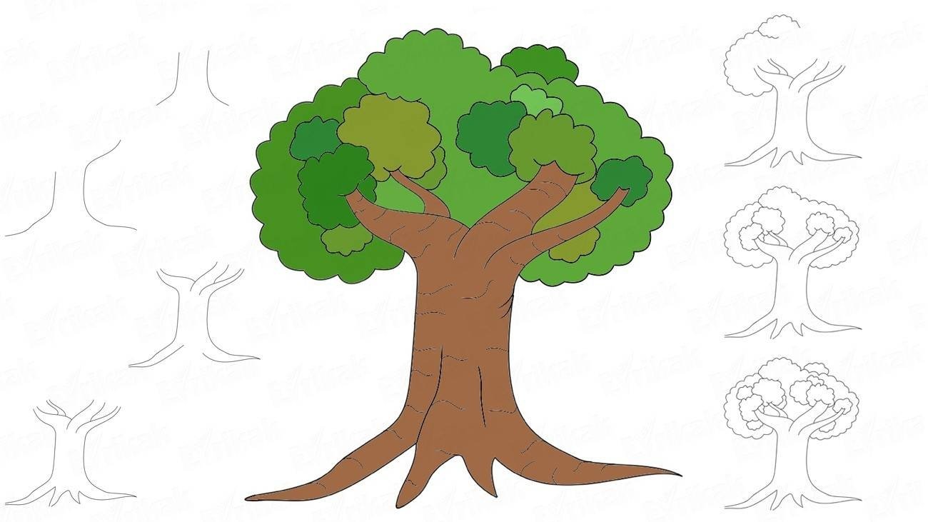 Рисование деревьев для дошкольников