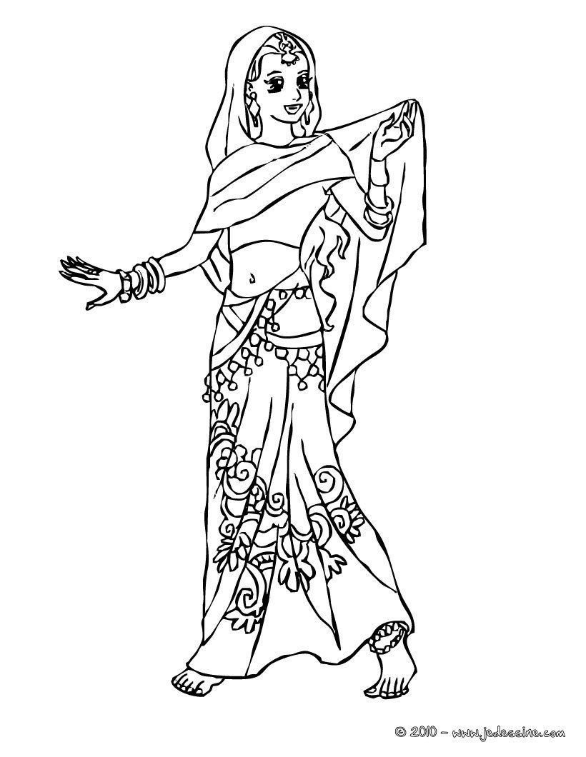 Раскраска индийская принцесса