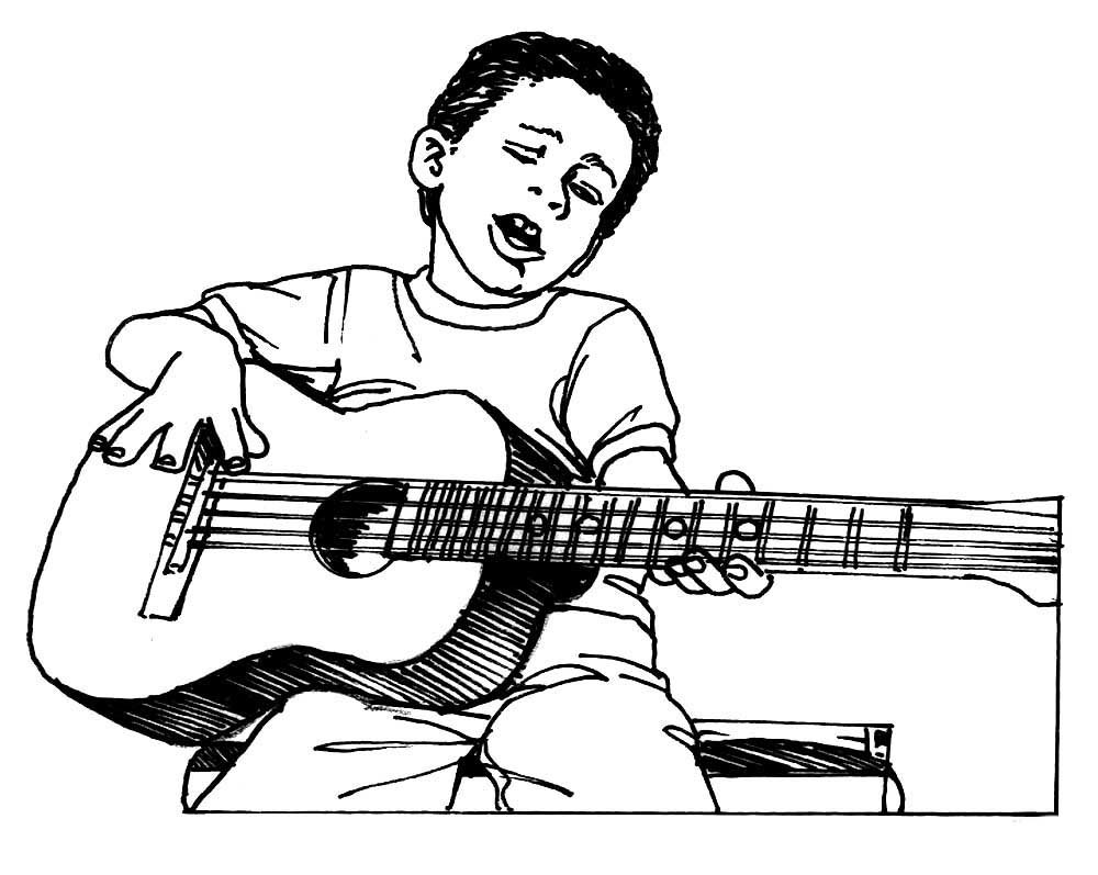 Гитара раскраска для детей