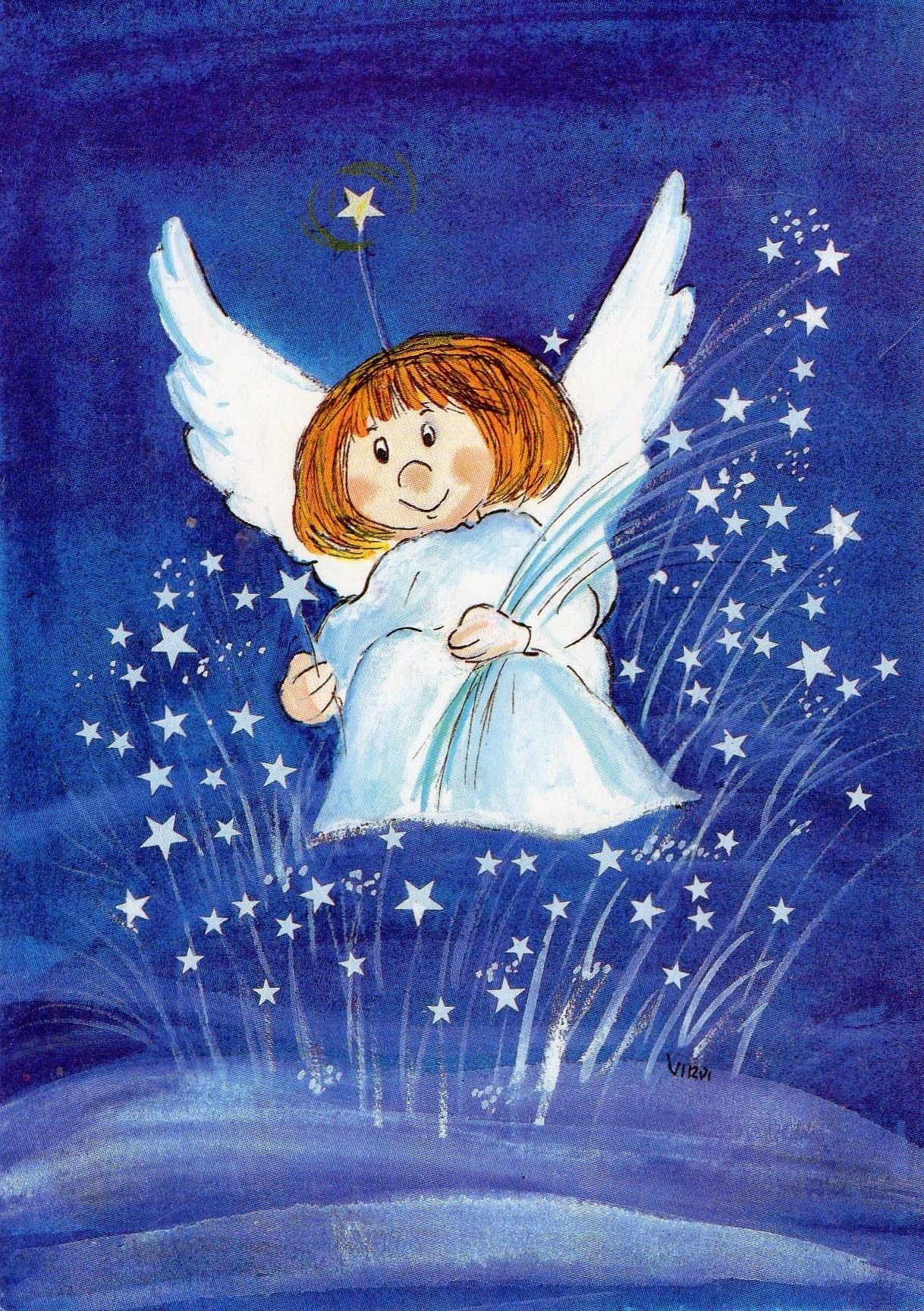 Рождественская открытка с ангелом