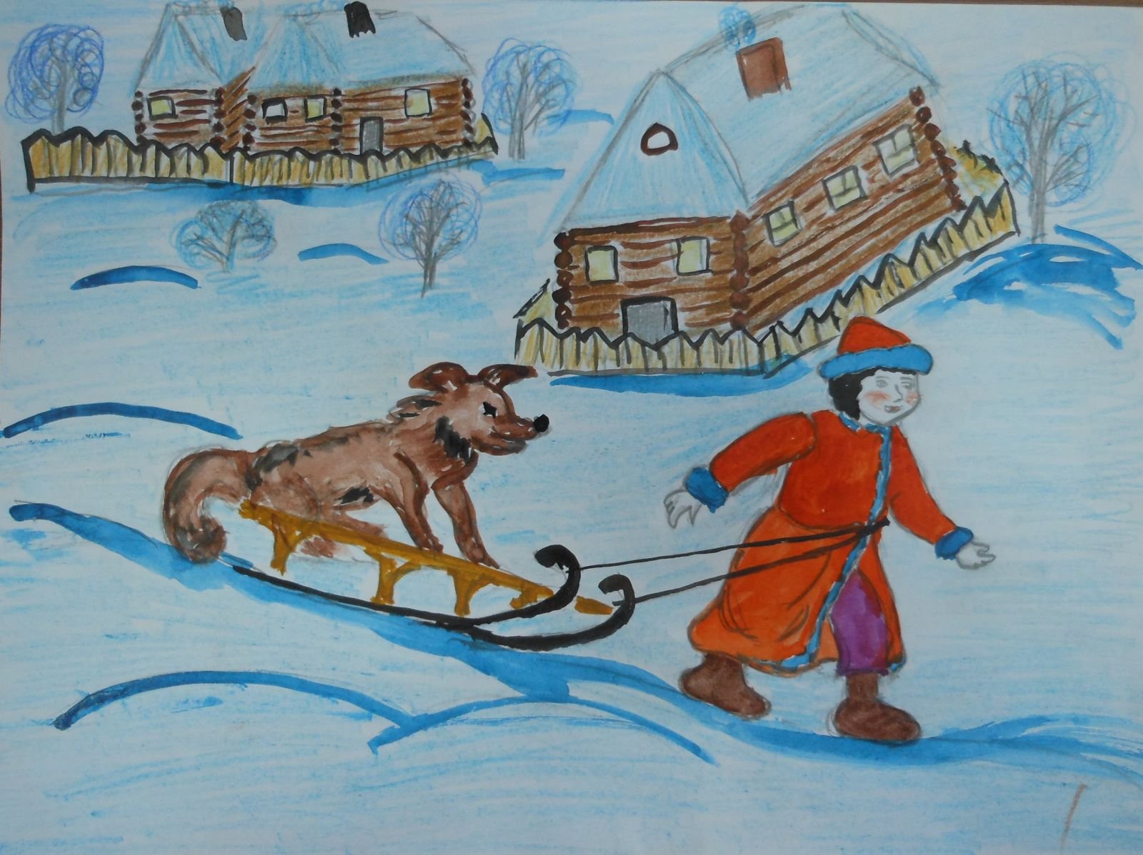 Зима крестьянин торжествуя рисунок