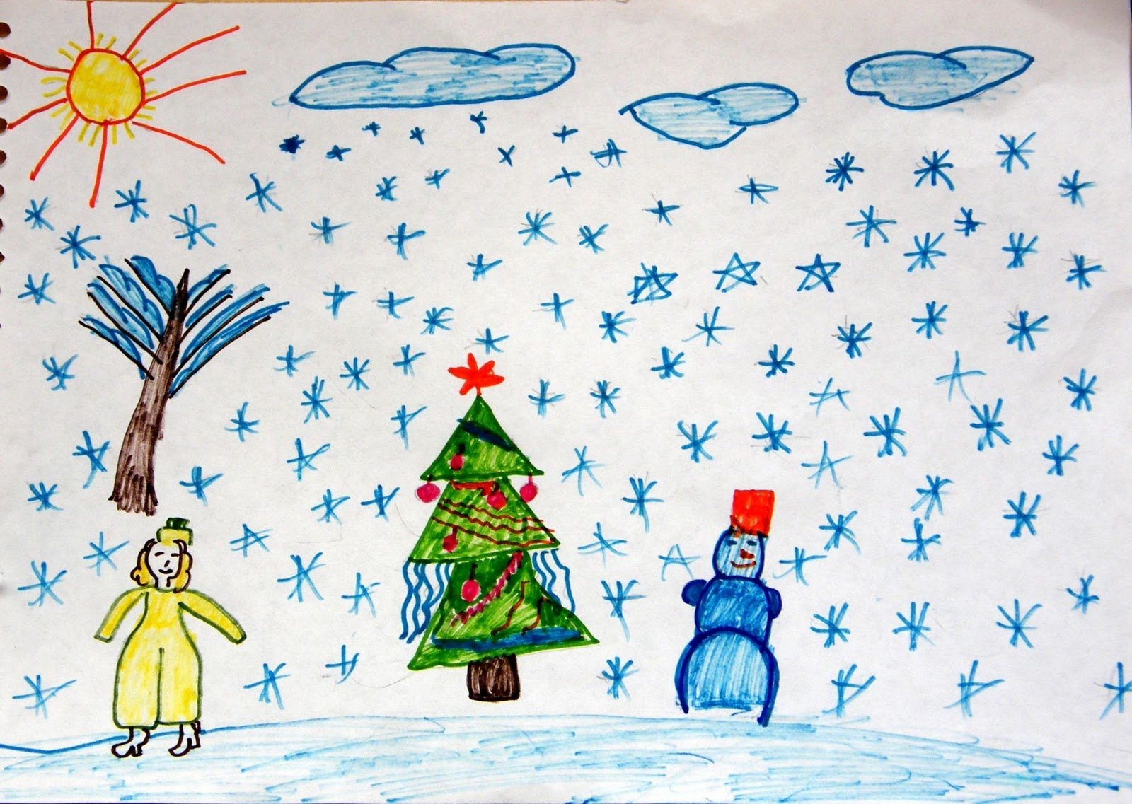 зимние картинки для детей рисовать