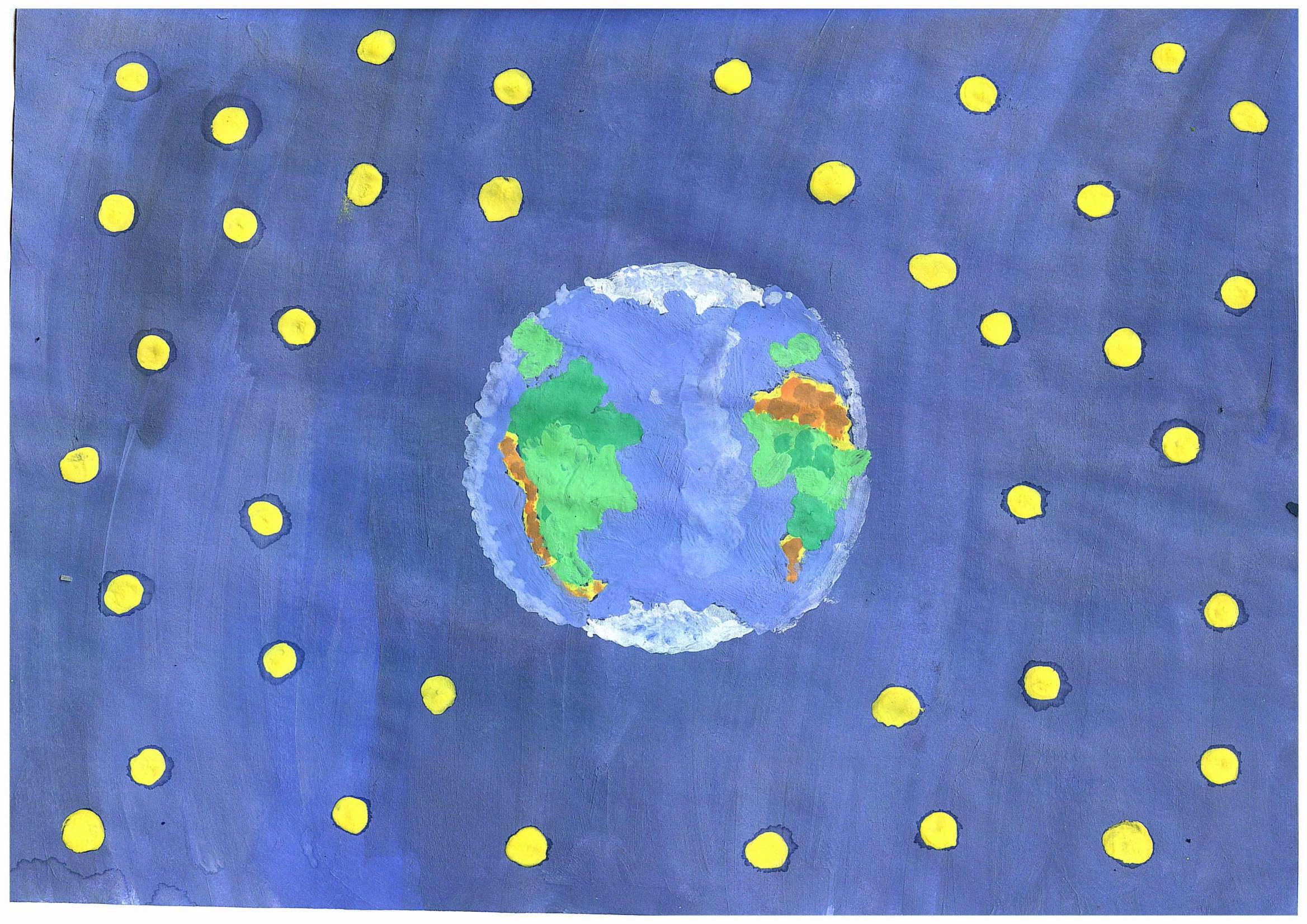 Рисунок земли из космоса для детей красками