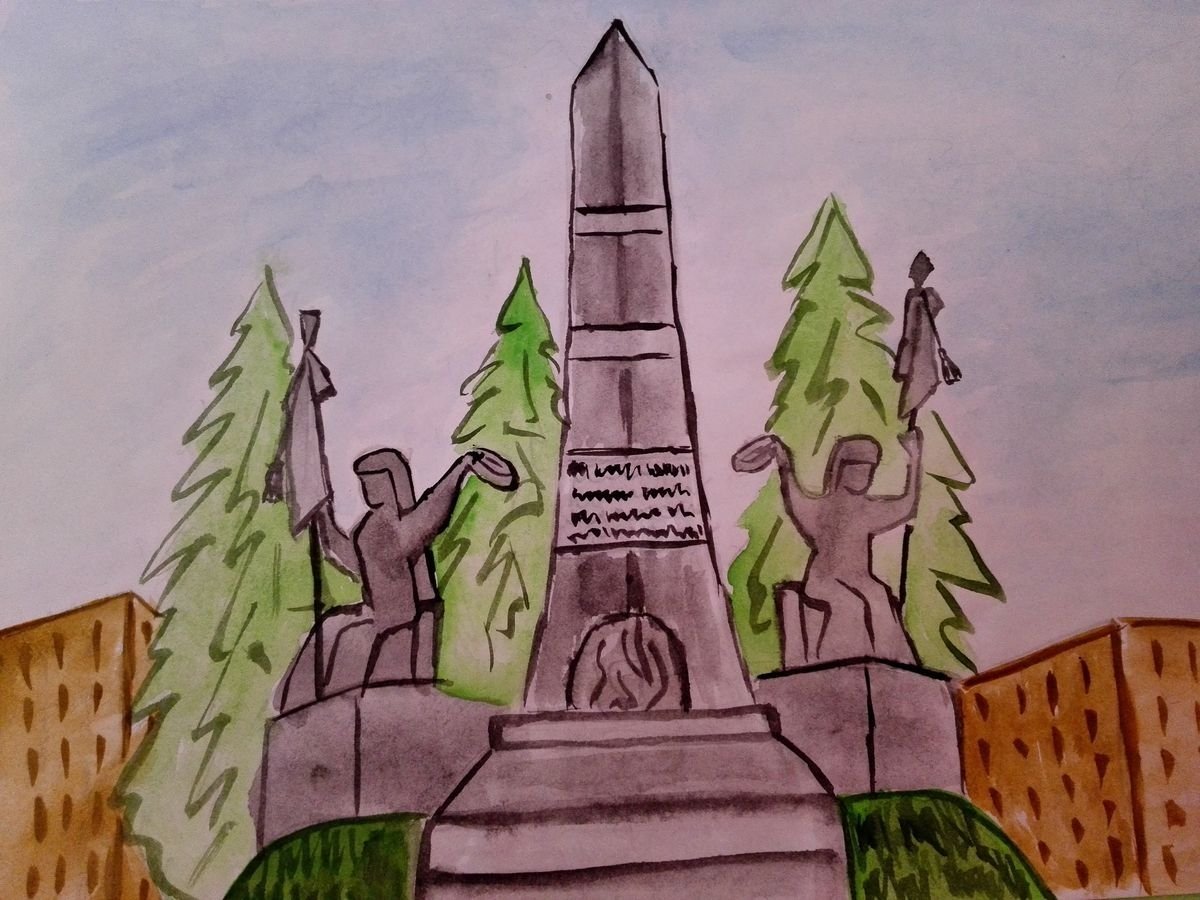 Монумент дружбы Уфа рисунок карандашом