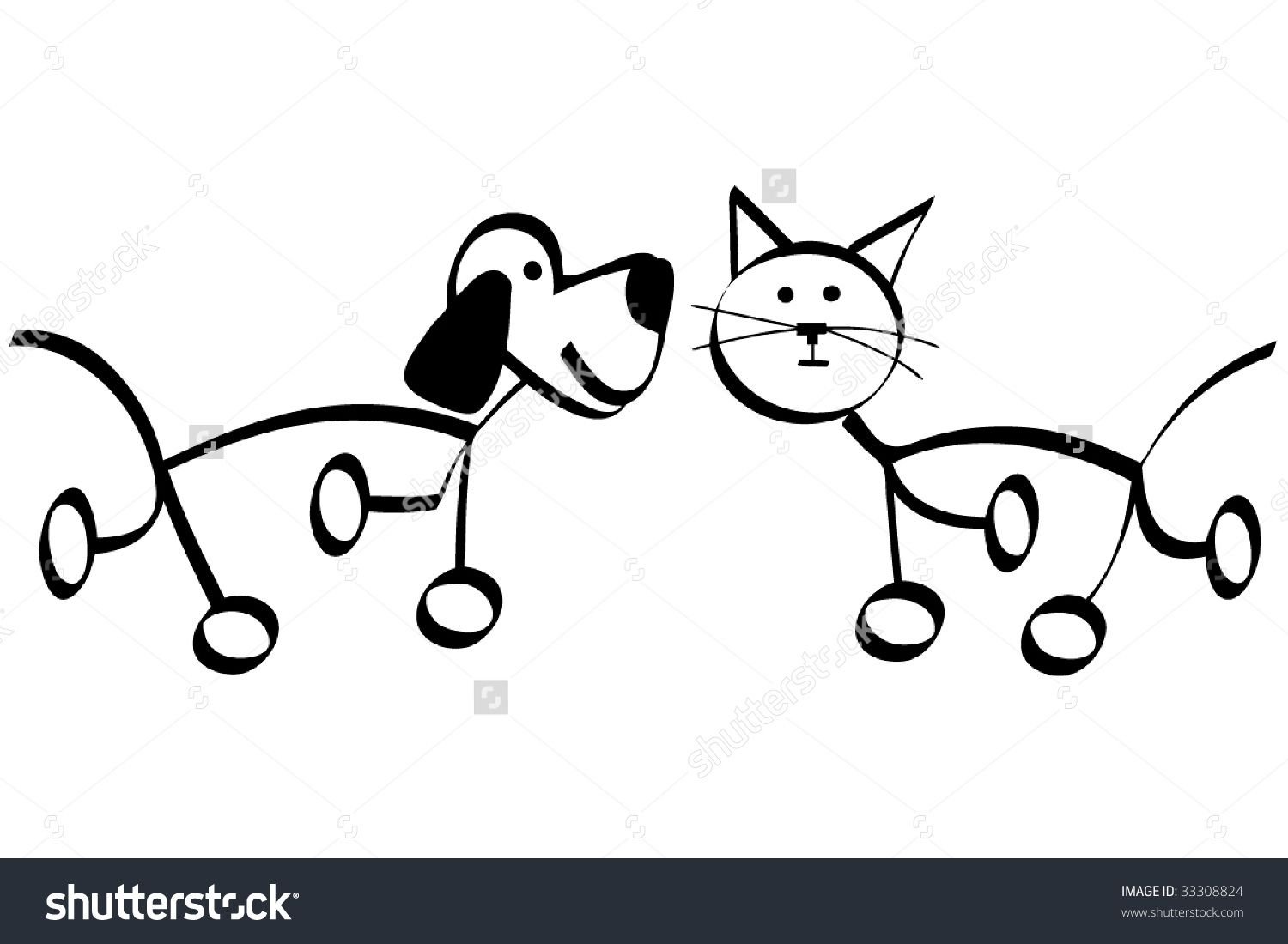 Рисунок эскиз собаки и кошки