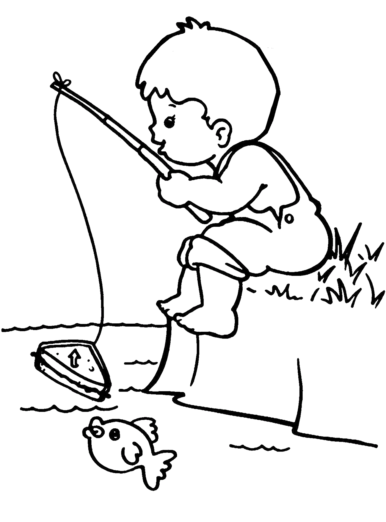 Рыбак раскраска для детей