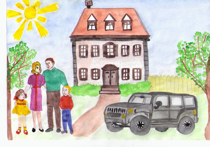 Нарисовать будущую семью дом и домашнее хозяйство. Детский рисунок. Семья рисунок. Рисунок на тему семья. Детские рисунки семьи.