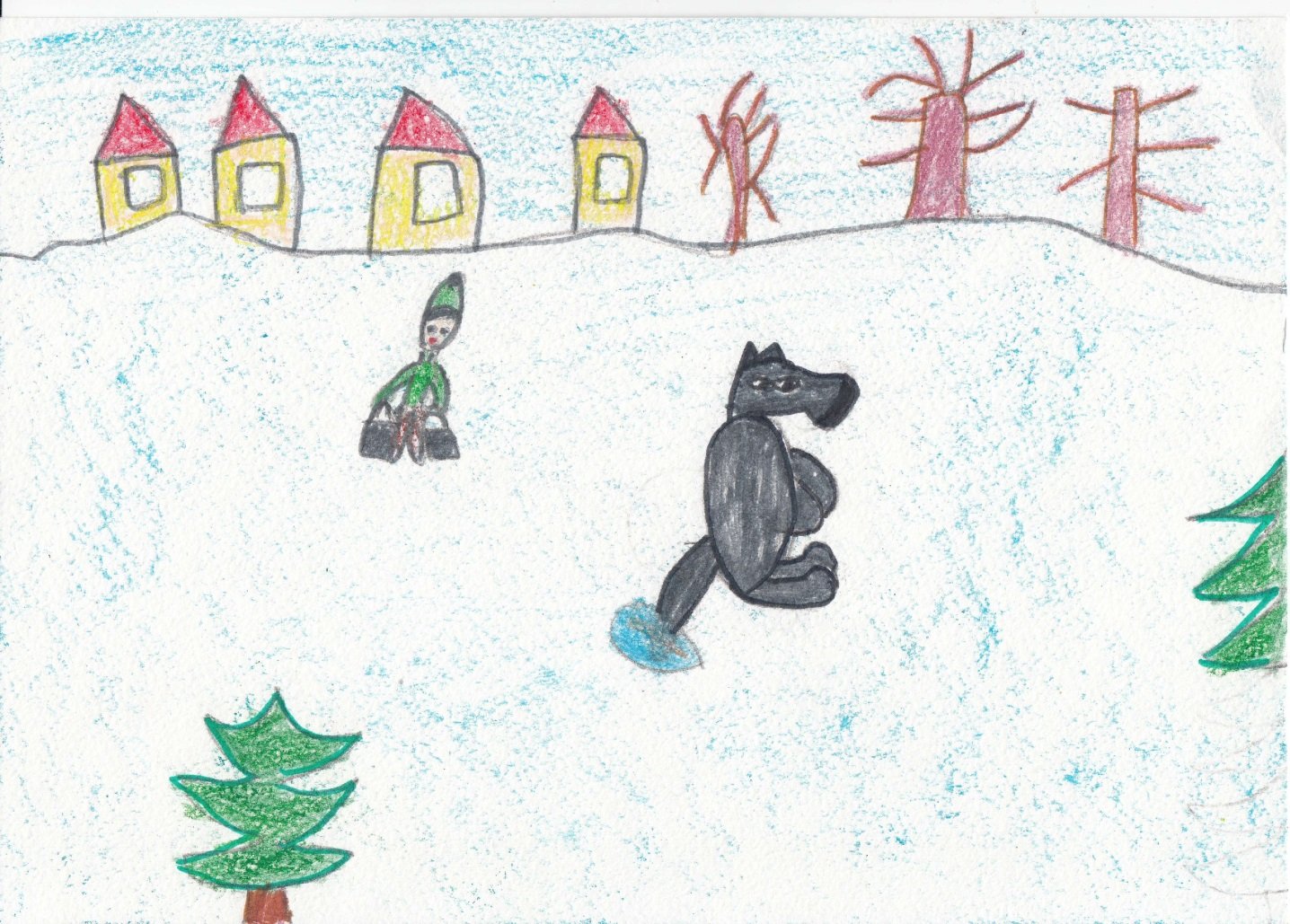 Рисунок к сказке Лисичка сестричка и серый волк