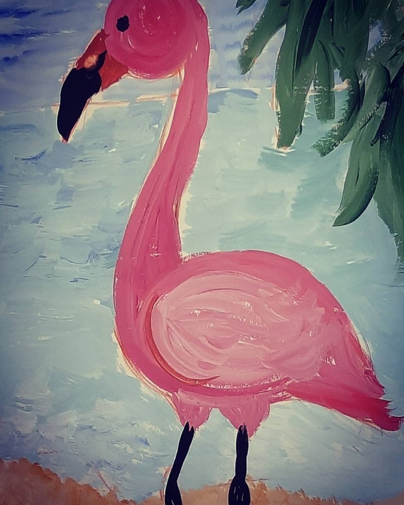 Фламинго легко. Рисование с детьми Фламинго. Рисунки гуашью. Фламинго красками. Фламинго красками для детей.