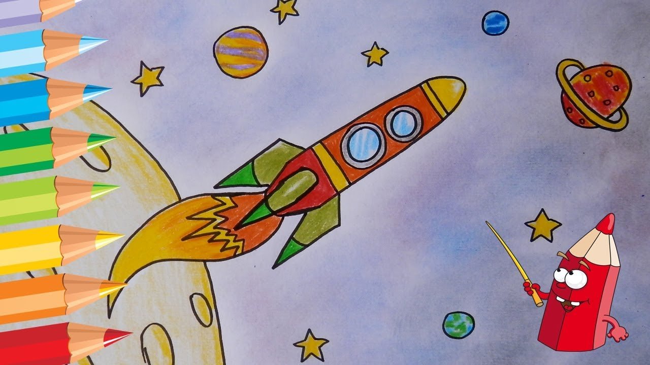 Нарисовать с ребенком ракету