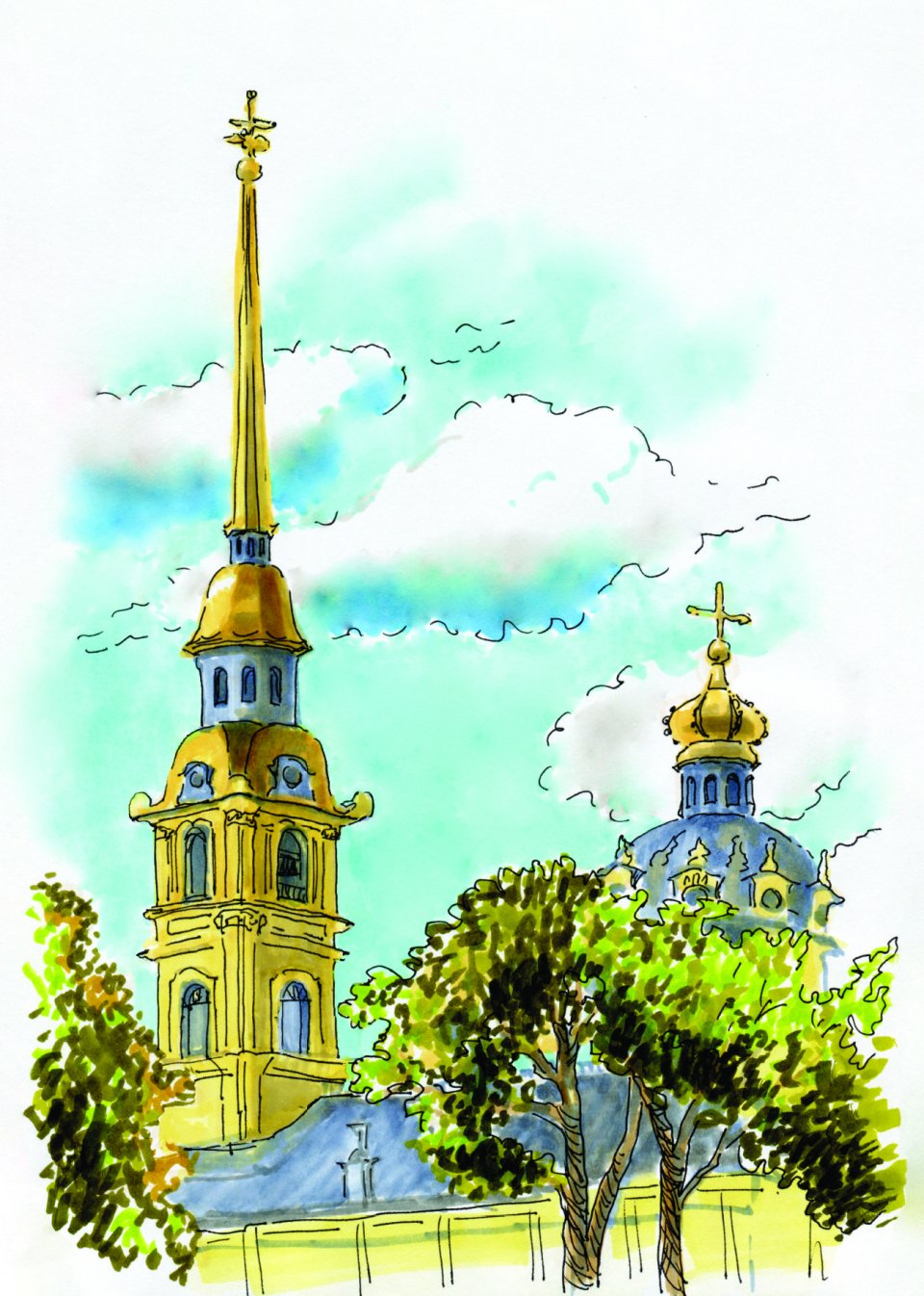 Петропавловский собор Санкт-Петербург рисунок