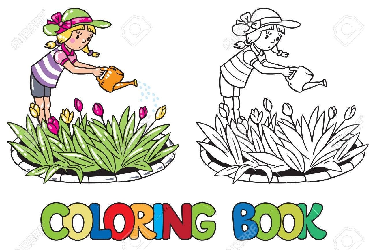 Раскраска клумба с цветами для детей