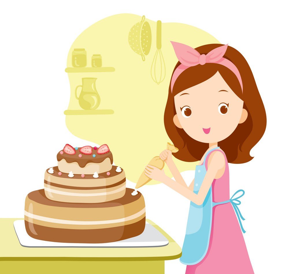 Девочка кондитер с тортиком