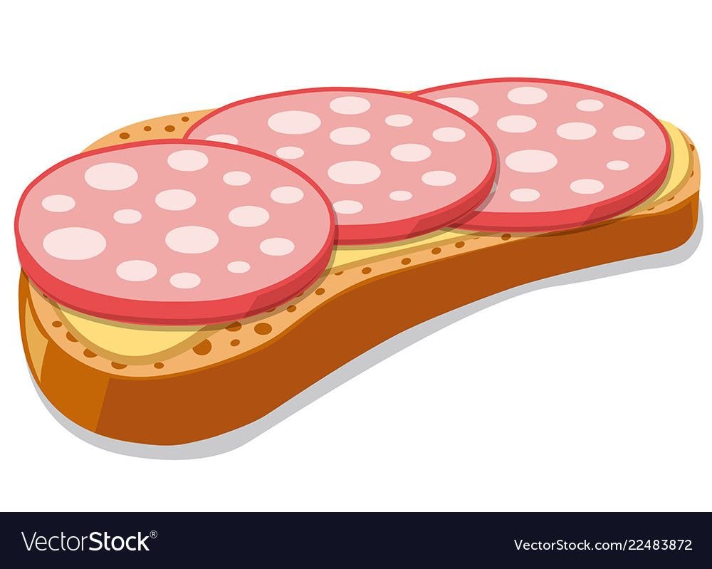 Бутерброд с колбасой вектор