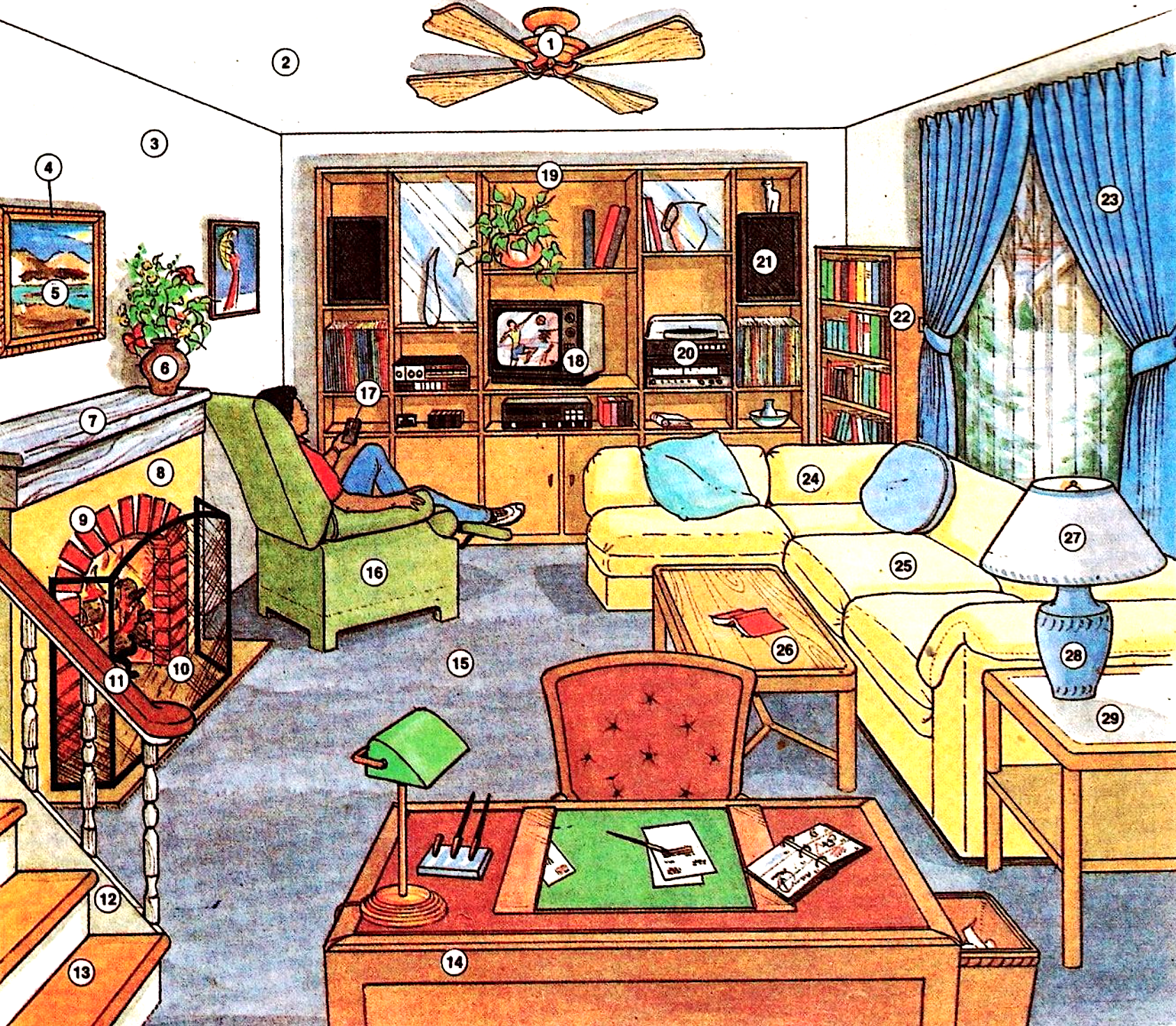 Комната для описывания. Комната иллюстрация. Нарисовать комнату с мебелью. Описание комнаты для детей.