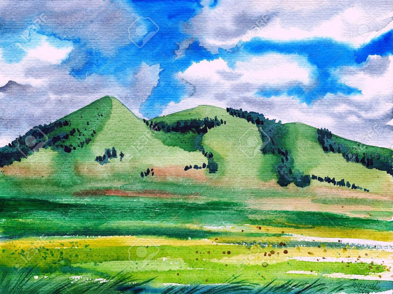 Нарисовать холм и гору