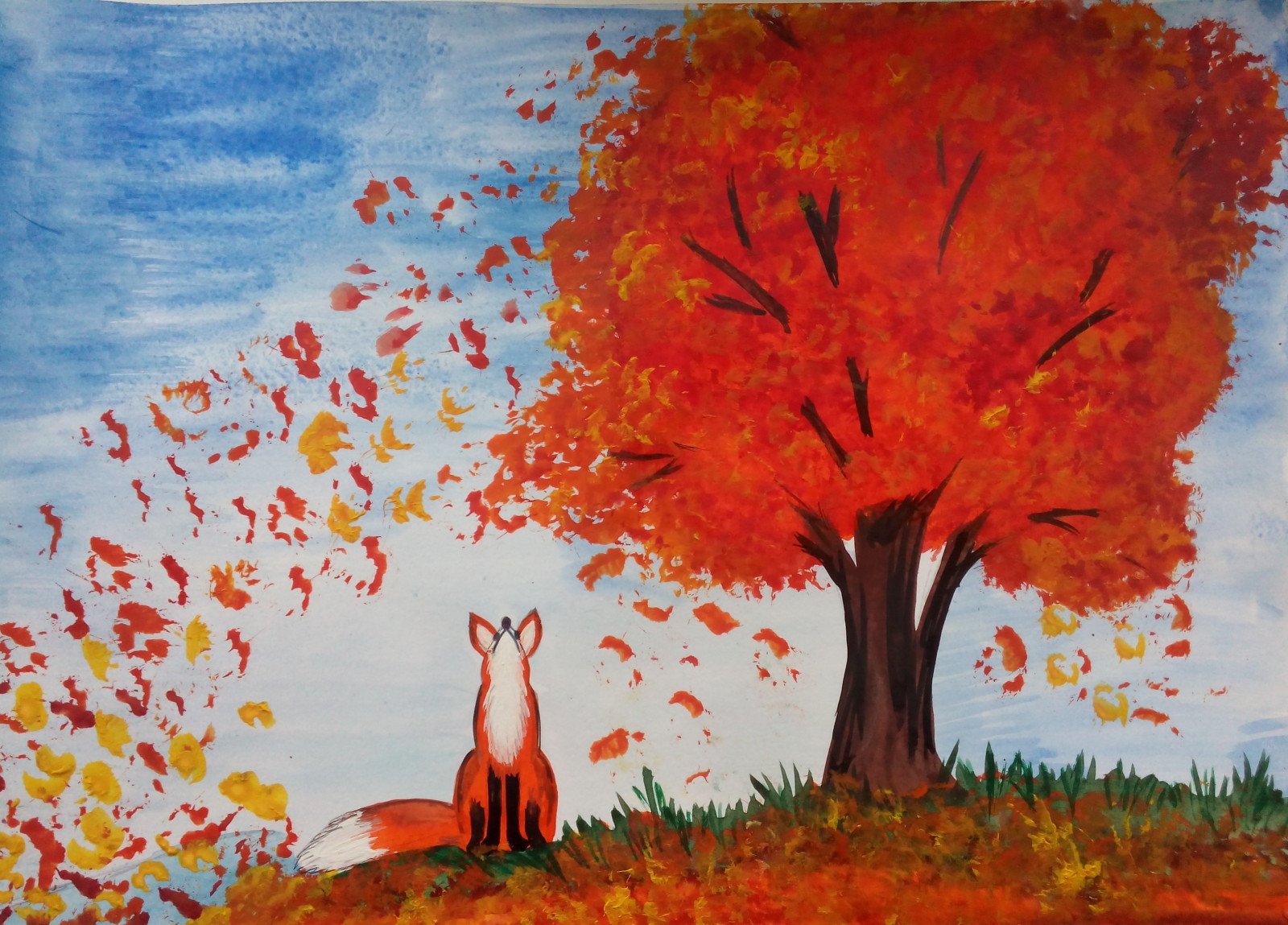 Осень рисунки детей красками